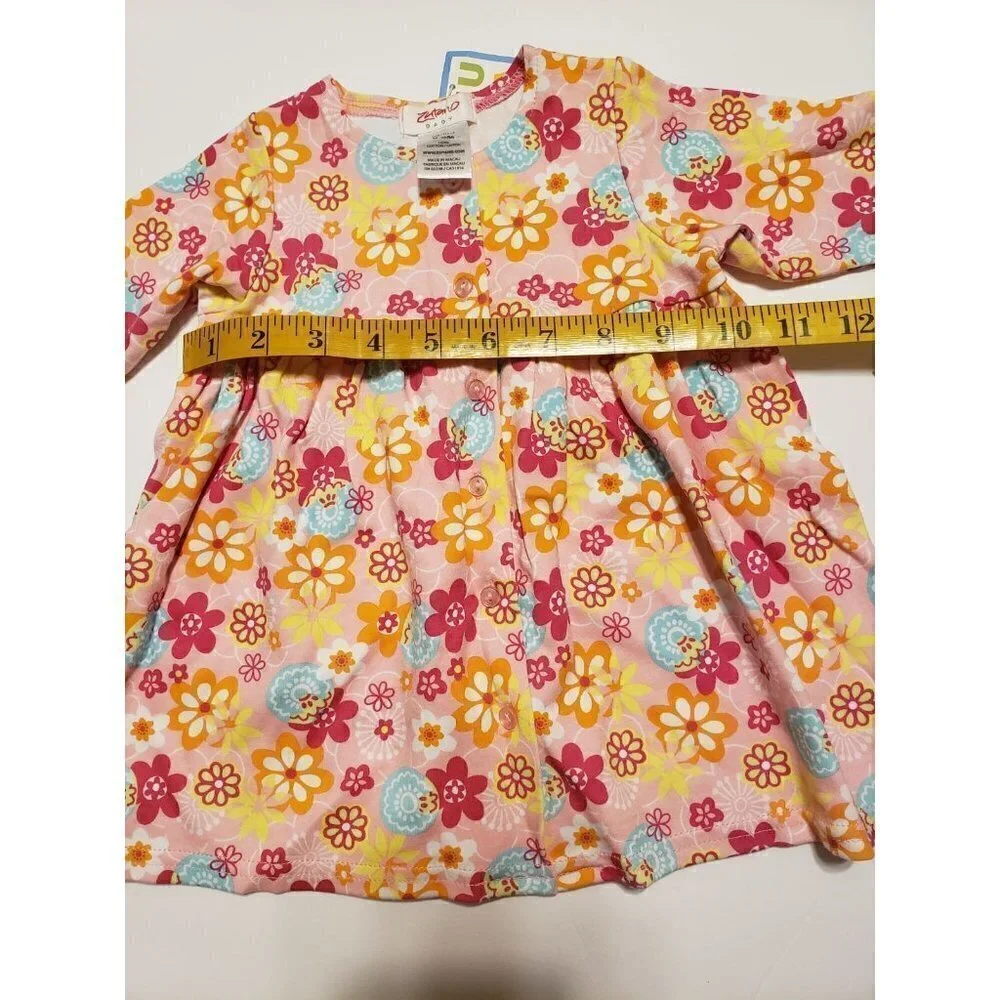 Zutano baby girl 0-6 months long sleeve floral dress and hat
